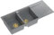 QUADRON Évier double gris, EVAN 121 GraniteQ, évier de cuisine, 2 bacs en granit en 1160 x 500 x 210 mm, évier ouvert Push 2 avec siphon avec égouttoir, éléments PVD dorés