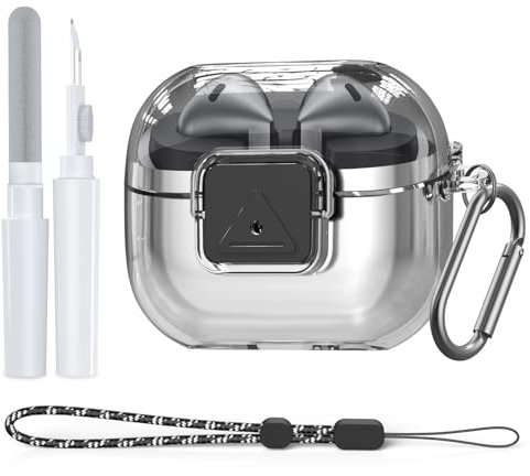 Kompatibel mit Samsung Galaxy Buds 3 Pro | Galaxy Buds 3 (2024), transparente Hülle mit Karabiner, hochwertige TPU-Switch-Hülle (Transparent)