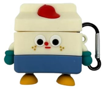 JRCYVTA Simpatica custodia per cuffie popolare per AirPods 4, divertente custodia di ricarica creativa per AirPods 4a generazione (2024) per ragazzi e ragazze con gancio. (Robot in cartone di latte)