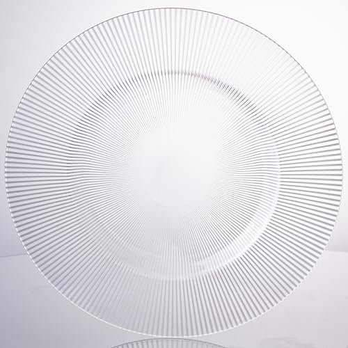 Villa d'Este Home Tivoli 6er Set Platzteller Ø 33 cm transparent mit Streifenrand