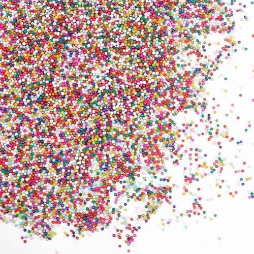 GORGECRAFT 1 Schachtel 90g Regenbogen Nonpareils Nicht Essbare Dekorative Streusel 2mm Glas Nonpareils Künstliche Bonbon Punktstreusel Kaviarperlen Für Polymer Ton Kunstdekoration Kunstharz Kunsthandw