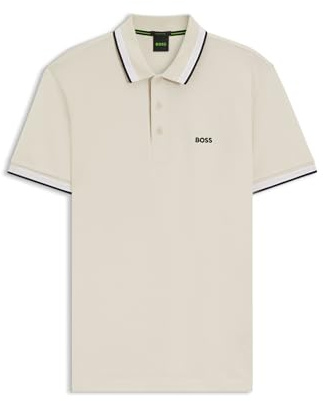 BOSS Mens Polo Shirt Short Sleeve Lifestyle Cotton Open White XXL