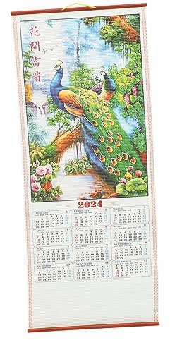 DIYEAH Chinesischer Wandrollenkalender Jahreskalender Im Traditionellen Stil Papiermaterial Dekorativer Wandkalender Zum Aufhängen Kulturelle Heimdekoration Für Jahr Des Drachen