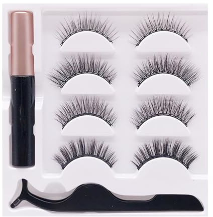 Kit d'Eyeliner Magnétique Faux Cils,Faux Cils Magnetique Naturel Avec Eyeliner Magnetique,3D Réutilisables,Imperméables et Résistants à La Transpiration,Faciles à Porter Et Réutilisables