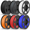 TECBEARS Rapid Matte PETG Filament 1.75 mm Bundle 6 kg, High Speed 50-600mm/s PETG 3D Drucker Filament, Elegante Matte Oberfläche, 6 Stück 1kg(2.2lbs) Schwarz, Weiß, Grau, Rot, Blau, Orange