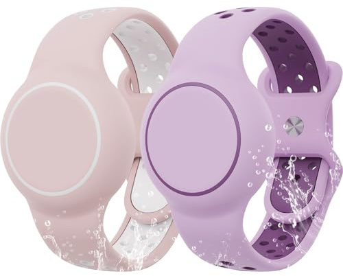 Wasserdichtes Armband kompatibel mit AirTag für Kinder, 2 Stück Silikonhalter mit Versteckt Cover Design Armband kompatibel mit AirTag, Atmungsaktiv GPS Tracker Halter für Kinder PWP