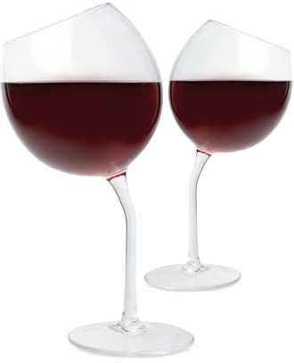 #winning Tipsy Wine Glass Two Set of Odd Shaped Stem Novelty Drinking Glasses