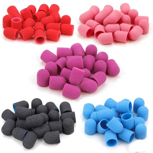 Sanding Bands Caps, 5 Pcs Nail Sanding Caps With Rubber Gel Remover Multicolor Multiple Sizes(Purple)