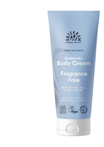Urtekram Fragrance Free Körpercreme, Feuchtigkeitspflege für Empfindliche Haut Ohne Duft, Bio & Vegan Körperlotion, Parfümfrei, Sanft & Hautfreundlich, 200 ml