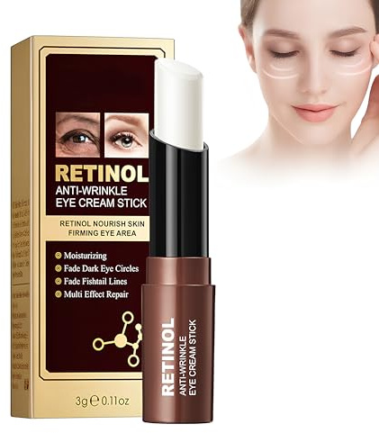 Anti Aging Retinol Augencreme Stick, Augencreme gegen Falten Augenringe, Gegen Tränensäcke & Falten, Reduziert Mattigkeit, Feuchtigkeitmit, Glatte Augenhaut 3ml