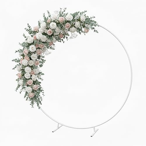 Relaxdays Luftballon Bogen, rund, Metall, Hochzeit, Geburtstag, weiß | Verlobung, Ø 195 cm, Blumen, Ballons, Traubogen