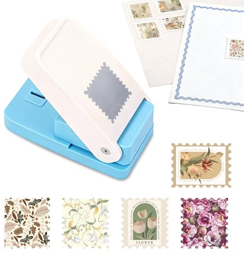 flintronic 2,5x2,5 cm Perforadora de Papel Rectangular, Troqueladora Sello de Correo para Scrapbooking, Troqueladora Sello, Perforadora Papel Forma Selllo, Troqueladorra Manualidade con Palanca