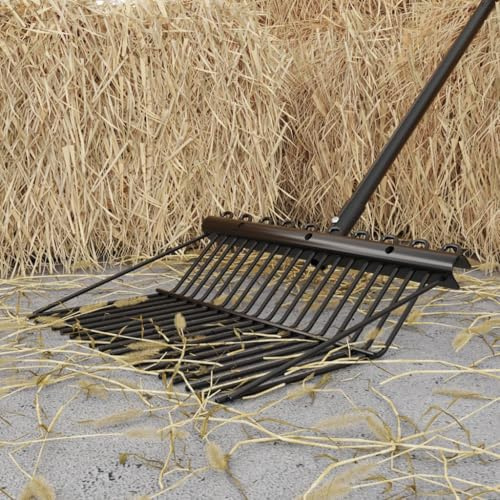LoogCape Pitchfork without handle, 18 prongs, black steel, versatile for horses, cattle, pigs, hay, straw, silage, feeding, animal feed, robust agricultural work