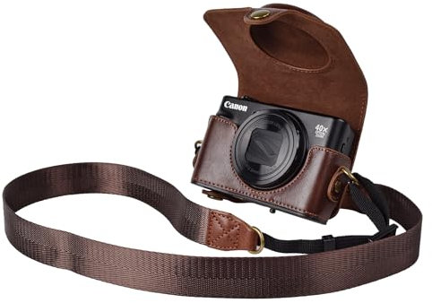 kinokoo Canon SX740 SX730 SX720 HS Case, PU Leather Camera Protective Case with Shoulder Strap for Canon PowerShot SX720 HS SX730 HS and SX740 HS Camera- - Coffee