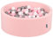 KiddyMoon Piscine À Balles pour Bébé Rond 90X30cm/300 Balles 7Cm Fosses À Boules Jouet Enfant, Rose: Blanc/Gris/Rose Poudré