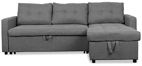 Menzzo Sofá esquinero Convertible Toledo Tela Gris