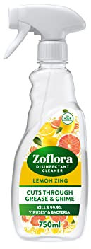 Zoflora Lemon Zing 750ml Multipurpose Disinfectant Cleaner, Antibacterial Surface Cleaner, Kitchen Cleaner Spray Cuts Through Grease & Grime