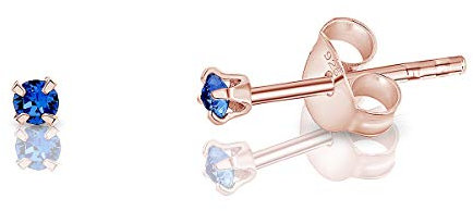 Orecchini Punto Luce Argento 925 Placcati Oro Rosa con Brillantini di Cristallo Blu Zaffiro - Orecchini Blu - Punto Luce Orecchini - Orecchini Zaffiro - Orecchini Colorati - Orecchini Brillanti