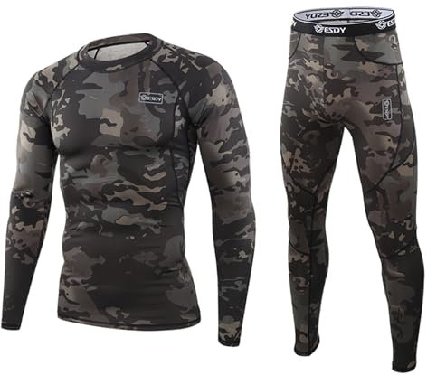 WINDCHASER Men's Thermal Underwear Set Long Sleeve Tops Long Johns Base Layer Bottom Fleece Lined for Skiing Cycling