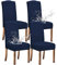 KELUINA Stretch wasserdichte Jacquard mit langem Gitter Esszimmer Stuhlhussen Home Decor, Stuhlhussen für Esszimmerstühle(Marine,4 Stück)
