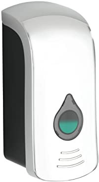 WENKO Desinfektionsmittel- und Seifenspender Ranera L Chrom, hygienischer Wand-Spender für Desinfektionsmittel, Flüssigseife etc., Befestigen ohne Bohren, Füllmenge: 740 ml, 10,5 x 24,5 x 10,5 cm