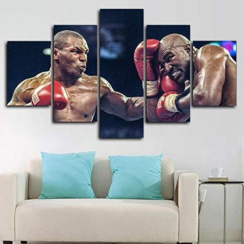 Bilder Abstrakt 5 Teilig Wandbild XXL Bilder Wandbild Vlies Mike Tyson Evander Holyfield Boxen Leinwand Bild Wandbilder Wohnzimmer Wohnung Kunstdrucke Modern Wandbilder Poster Wanddekoration