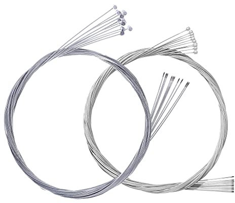 Metdek 10 pcs 1,75M Câble de Frein Vélo de Montagne,10 pcs 2M Câble de Dérailleur, Câble de Changement de Vitesse Intérieur Câble de Frein pour Vélo pour Vélo Route Bike VTT Bicyclette