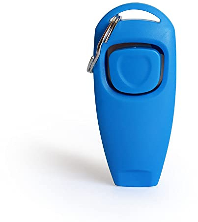 Hundeklicker, Trainings-Clicker, Hundepfeife, Clicker, 2-in-1-Trainingswerkzeug, hellblau, 1 Stück