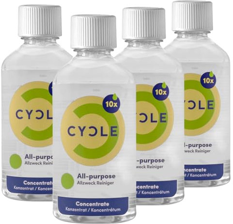 CYCLE Allzweckreiniger Konzentrat 4x50ml für 2L Reinigungsmittel, Universalreiniger mit 100% natürlichen Inhaltsstoffen, Effektives Putzmittel gegen Schmutz für Hartflächen mit Lavendel- & Minzduft