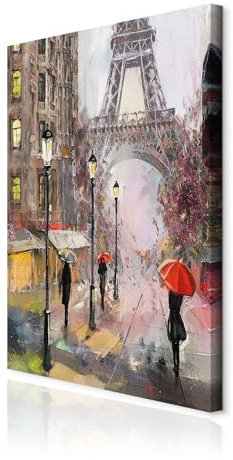 decomonkey Wandbilder Paris 40x60 cm 1 Teilig Leinwandbilder Kunstdruck | Strukturleinwand, Holzkeilrahmen, Bild auf Leinwand, Wanddeko, Wohnzimmer, Wanddekoration, Stadt, Eiffelturm, Architektur