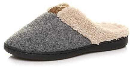 AJVANI flat low heel winter fur lined mules slippers size 6 39