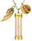 MeMeDIY Personalisierte Urne Herren Halskette für Asche Edelstahl Sanduhr Memorial Anhänger mit Engelsflügel Rund Bild Anhänger Andenken-Gold