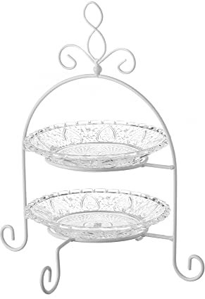 Frutero pastelero de 2 alturas de cristal transparente y metal de Ø 25x29 cm - LOLAhome