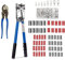 Batteriekabelschuh Crimpzange +Kabelschneider+60 Set HX-50B Aderendhülsen Kabelschuhzange,6-50mm² 1/0-10AWG Kabelschuh Set Presszange Crimp von Kabel Drahtkabel,Profi KFZ Werkzeug Modell 3