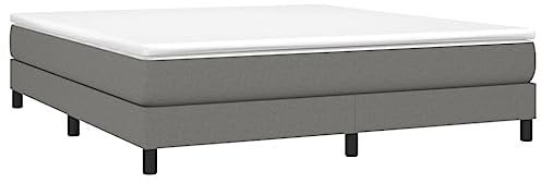 vidaXL Cadre à sommier tapissier en Tissu Gris foncé 180 x 200 cm, lit, Meuble de Couchage, sommier tapissier, Cadre de lit, lit Double, sommier tapissier, Lits, berceaux