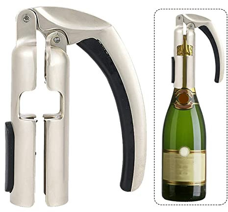 Décapsuleur de champagne - Tire-bouchon de vin mousseux - Tire-bouchon professionnel pour bouteille de vin mousseux - Argenté