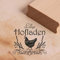 Stempel personalisiert Hofladen mit Name - Motiv Huhn Vintage Ornament - Motivstempel für Eierkarton Eierverpackung Eierschachtel - ca. 68 x 68 mm