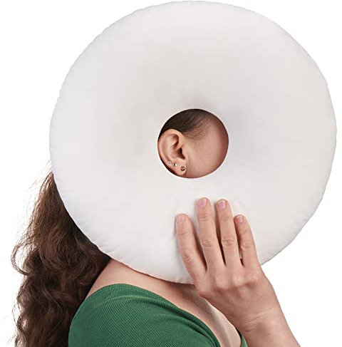 ODOXIA Piercing Kissen mit Loch | Für Ohr gegen Ohrenschmerzen | Donut Kissen | Ohrkissen | Sleepingring für Seitenschläfer zur Schmerzlinderung im Ohr | Piercing Pillow (White)