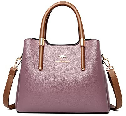 NICOLE & DORIS Handtasche Damen Mittelgroß Frauen Schultertaschen PU Leder Tote Tasche Elegante Henkeltasche Umhängetasche wasserdichte Satchel Handtasche mit Vielen Fächern Lila