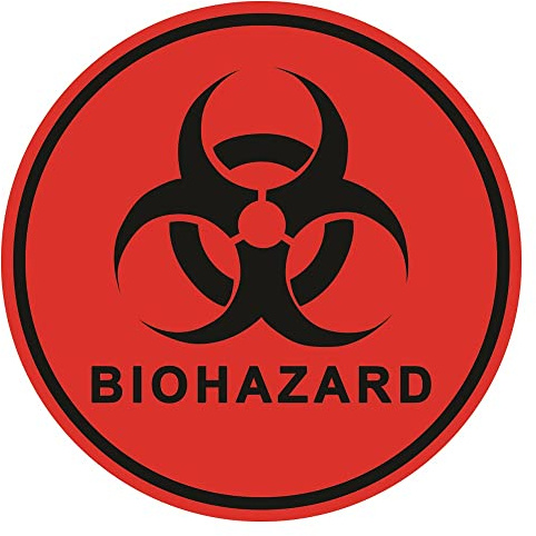 Biohazard ISO-Sicherheitsetiketten-Aufkleber, 10,2 x 10,2 cm | 5 Stück, wetterfest, für Fenster, Autos, Behälter, Innen- und Außenbereich