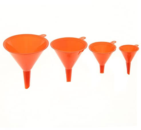 4 Piece Funnel Set Oil Petrol Screen Wash Car Van Automotive Liquids Easy Pour
