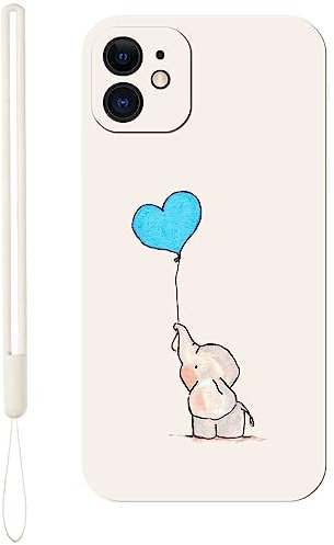 KARTXITAI Case compatible with iPhone 11,Elephant,balloon,love Pattern Design Vintage Shockproof Protective Soft TPU Anti-Fingerprint Anti-Scratch/Fall phone cover-White