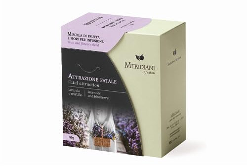 Meridiani® | Tisana Rilassante Lavanda & Mirtillo | Miscela di Frutta per Infusione Senza Caffeina | Infuso Mirtilli, Lavanda e Tiglio in Foglia - (80 Gr) | Tisana Riposante