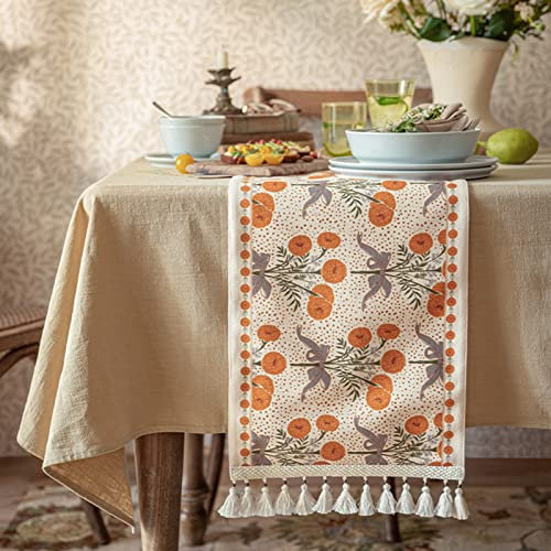 Tischläufer for Heimdekoration, 30,5 cm breiter Tischläufer mit Quasten, Vintage-Bauernhaus-Tischdecke for Küche/Wohnzimmer/Esszimmer, hitzebeständiges Tischset (Farbe: Stil 1, Größe: 30 cm x 160 cm (