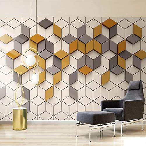 GIVLWF Papier Peint de 3D Hexagone Géométrique Irrégulier Moderne, Treillis Mosaïque Stéréoscopique Panoramique Déco Mural - pour Salon Chambre D'Enfant Décoration Murale 150 x 105 cm