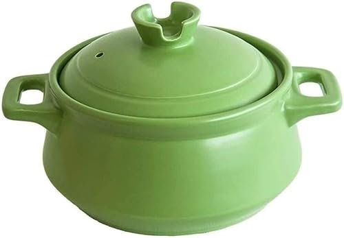 AteEco Cocotte avec couvercles, cocotte Ronde en céramique, Mini mijoteuse avec Double poignées et Couvercle résistant à la Chaleur
