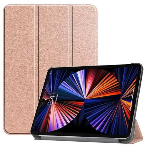 World biz Smart Case for iPad Pro 12.9-Inch 2022 2021 2020 2018(6th/5th/4th/3rd Generation), Slim Hard Shell Lightweight Protective Cover with Auto Wake/Sleep (Rose Gold)