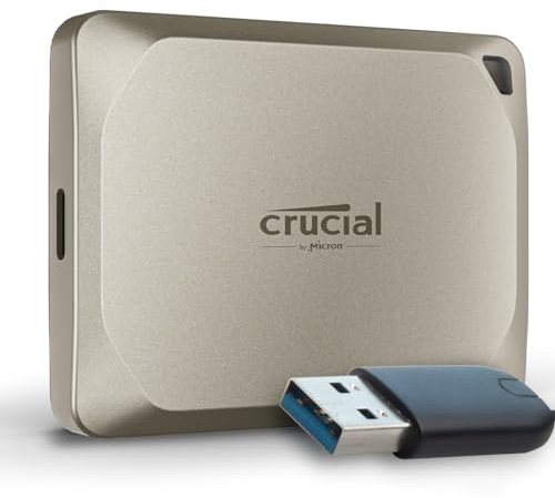 Crucial X9 Pro pour Mac 2To Disque SSD Externe Portable avec USB-A Adaptateur, jusqu’à 1050Mo/s en lecture et en écriture, prêt pour Mac, USB-C 3.2 - CT2000X9PROMACSSD9B02