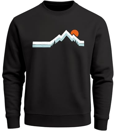 Neverless® Sweatshirt Herren Berg Wandern Natur Outdoor Aufdruck Print Rundhals-Pullover Fashion Streetwear