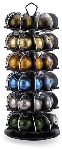 HiveNets Carrousel à 6 niveaux pour rangement de dosettes de café Vertuo (60 capsules) en métal